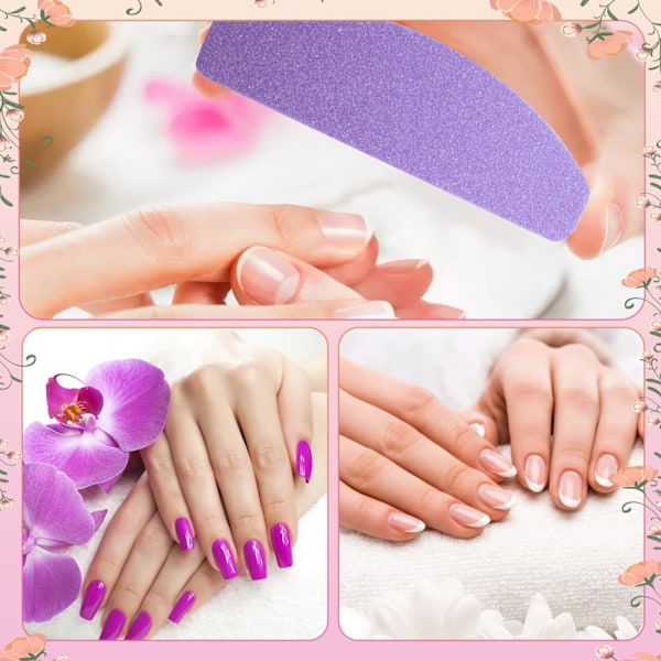 Nagelbufferblock, 20 stycken Mini Gel Nagelbuffer, Professionell Bufferblock för Naturliga Naglar, Nagellack Poleringsblock för Hem och Salong Lila