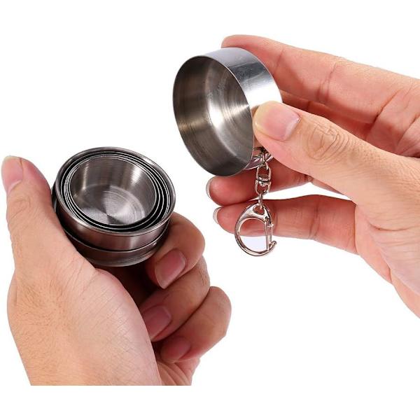 Hopfällbar Resmugg S/M/L Rostfritt Stål Mugg Camp Carrier(250ML,8*7.8CM)-Nyckel Design Retractable Teleskopmugg