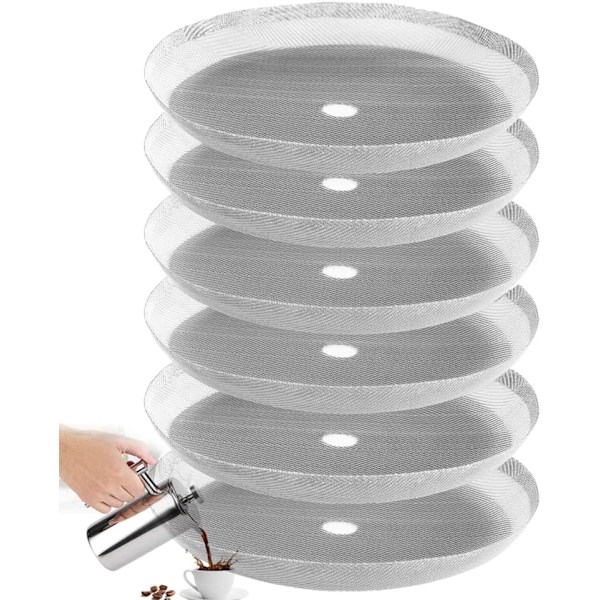 6-pack 0,35L 3-koppars rostfria ersättningsfilter för fransk press kaffebryggare