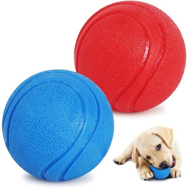 Liten diameter 5cm ca 70g blå+rött mönster solid gummiboll uppblåsbar husdjursleksak red+blue