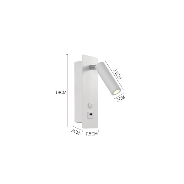 Hvite 3000K Vegglamper Soverom LED Vegglampe Innendørs Trappevegglampe Hodegavl Bryter/LED 3W COB/Garasjer Korridorer Hoteller 360 Graders Rotasjon