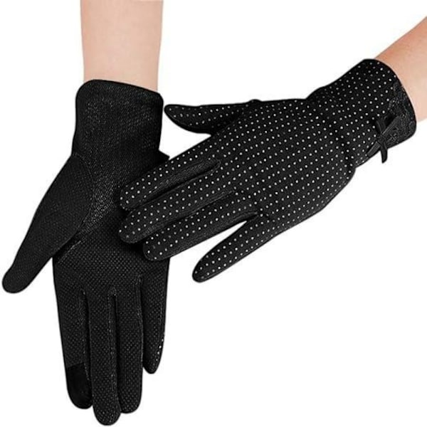 Dam solskydd körhandskar, andningsbara tunna alla fingrar handskar, eleganta spets solskydd handskar, pekskärm handskar, utomhus cykel fiske black