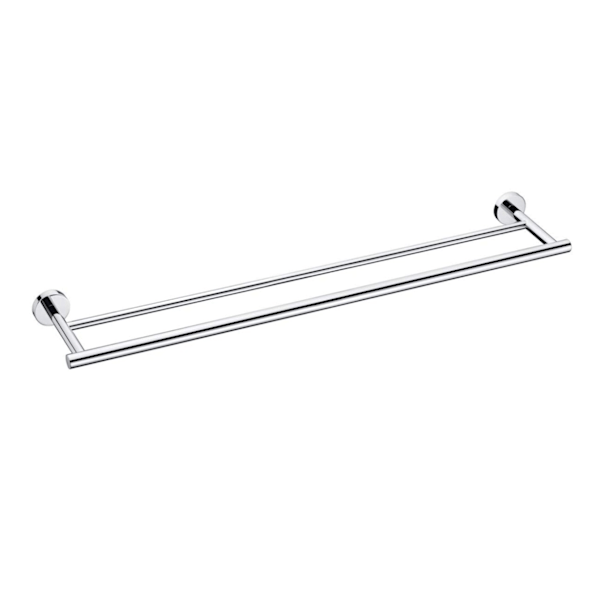 30 cm, Badeværelses Håndklædeholder Dobbelt Stænger Vægmonteret Håndklædeholder i Rustfrit Stål Rund Base, Poleret Finish