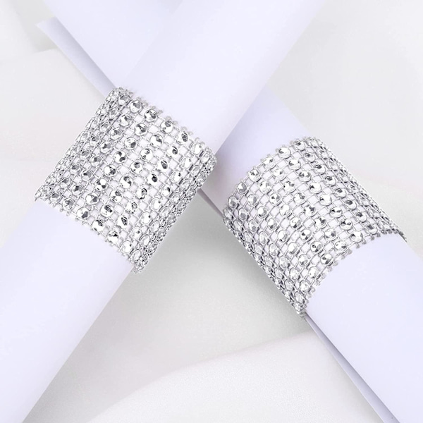 (Sølv, 50 stk) 50 stk Serviettringer Blanke Rhinestone Serviettringer Bryllup Serviettring