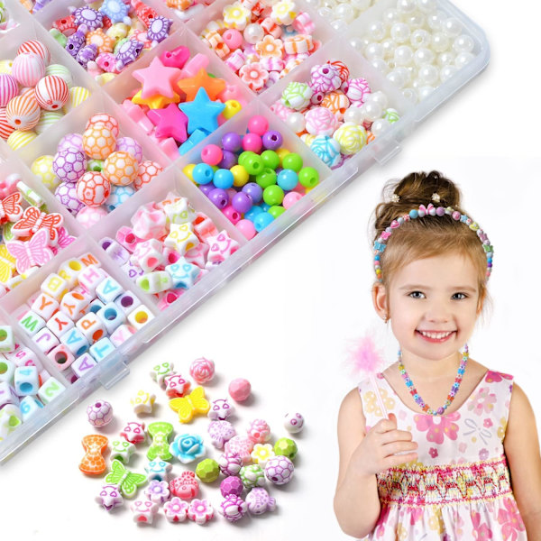 500 stk., Børneperler, DIY Armbåndssæt Børneperlekæder til Alphabet Pony, Smykkefremstillingskit Kunst Håndværk Legetøj Kinder Perler, One Size
