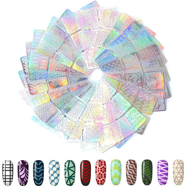 Nagelkonst Schabloner, 144 Stycken 24 Ark Vinyl Schabloner, Olika Stilar Håliga Nagelklistermärken Nagelkonst Dekoration, för Nagelkonst Design/Dekorationer