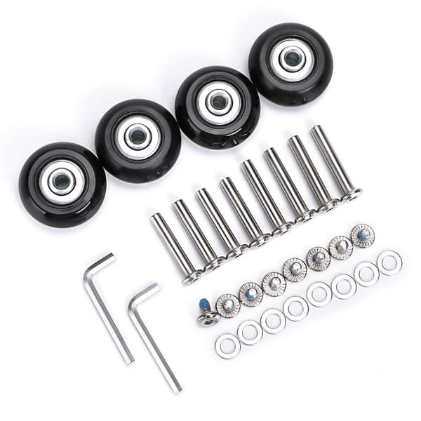 Pakke med 4 stk. 40 x 18 mm utskiftbare svingbare gummihjul til koffert
