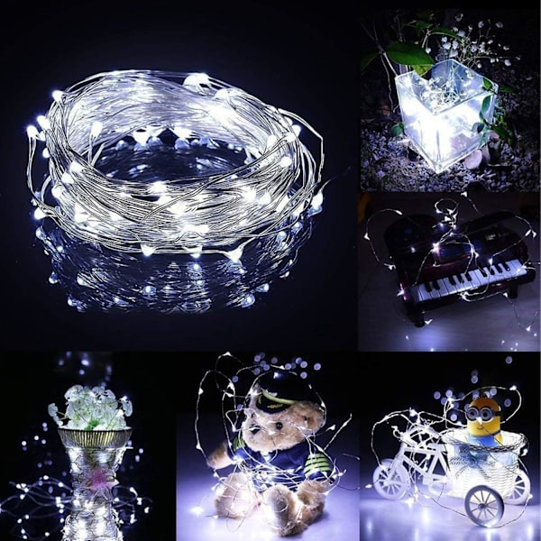 5m 50-LEDs Fe-ljus - [2-pack] (kallvitt), InteTech Vattentäta Fe-ljus Koppartrådslampkedja