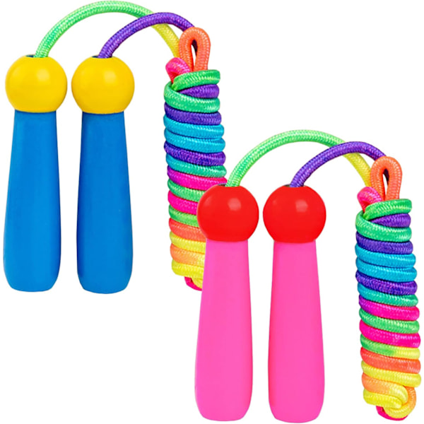 Hopprep för barn, [2-pack] Justerbar bomullsrep med trähandtag Bekvämt och halkfritt hopprep för pojkar och flickor Fitness Träning