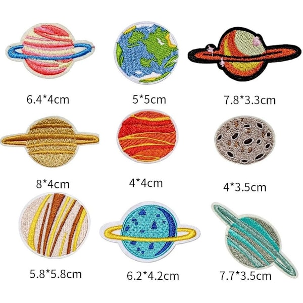 Stryge-på-lap, 21 stk. Planet Broderi Sticker Stryge-på-lapper Applikationer Sy-på-lapper Stryge-på-overførsler Dekaler
