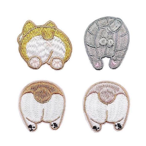 Et sæt med 18 dyreklistermærker, tegneserie søde broderiklistermærker DIY hvalpe patches computerbroderi tøj mærkater strygemærker