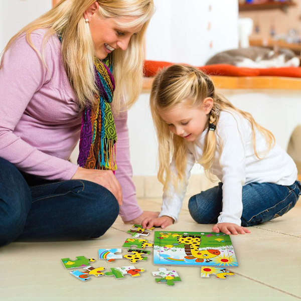2-5 år, 6x9 bitar träpussel, barns leksaker 2 3 4 5 år, pedagogiska spel, djur pussel interlocking pussel lärande spel för småbarn