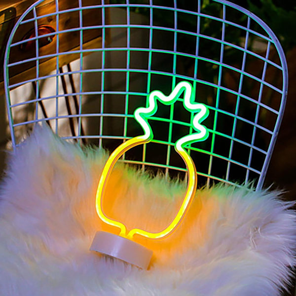 Neon Lys Skilt, LED Ananas Nattelys Nattelys, USB/Batteri Neon Veggdekorasjon for Fest Bursdag, Barnerom, Bryllup, Julbelysning, Stue