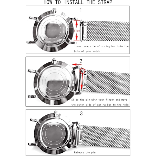 Rostfritt stål klocka mesh armband snabbkoppling män kvinnor 20mm，L:21cm