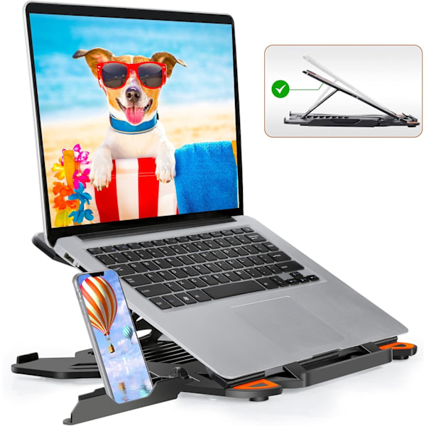 Laptop Stativ til Skrivebord, Foldbar Laptop Stativ, Justerbar Computer Stativ, Drejelig Laptop Forhøjning til Laptop/MacBook Air Pro 10-17\"