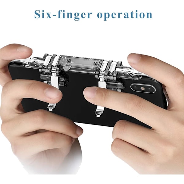 PUBG Mobile Game Controller,L1R1 Mobile Game 6 Fingers Trigger Sensitive Keys for Shooting and Aiming for PUBG/Rules of Survival/Knives Out för Andr