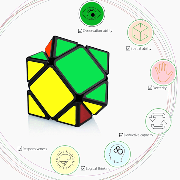 Speed Skewb Magic Glat Speed Cube Puslespil Twist Magic Cube Julegave til Børn Voksne Sort, 6.2cm