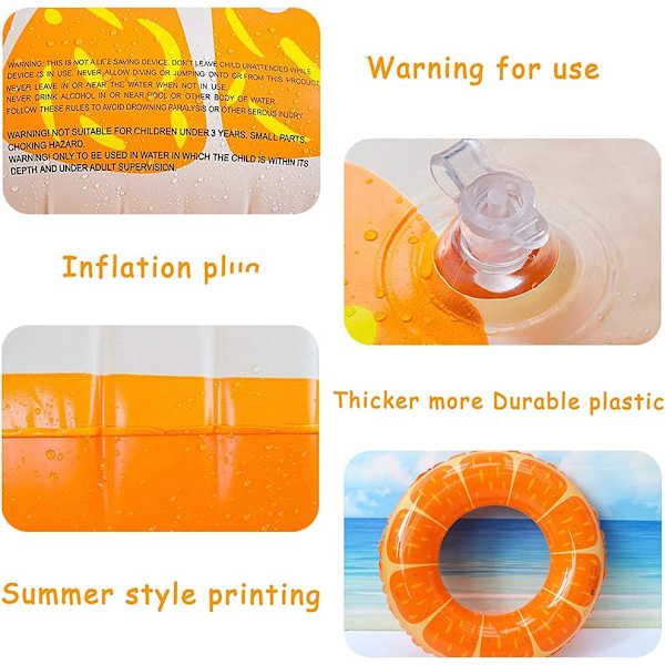 2 st uppblåsbara strandleksaker, orange badring, citron orange badring, roliga vattenleksaker för barn