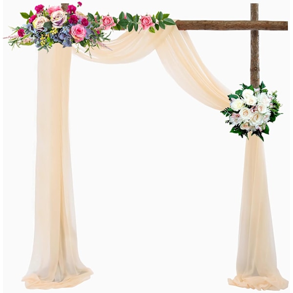 Champagnefärgad tyllgardin, 75 x 550 cm bröllopsbåge väggdekoration, stretch tylldraperingstyg, för bröllopsdekoration, ceremoni, fest, bakgrund,