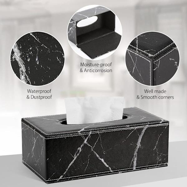 Rektangulär läder servettbox Black