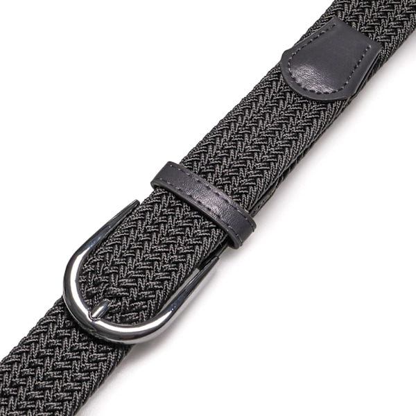 (Svart) unisex elastisk vävd bälte elastiskt tygbälte för män och kvinnor bredd 3,3 cm, spänne