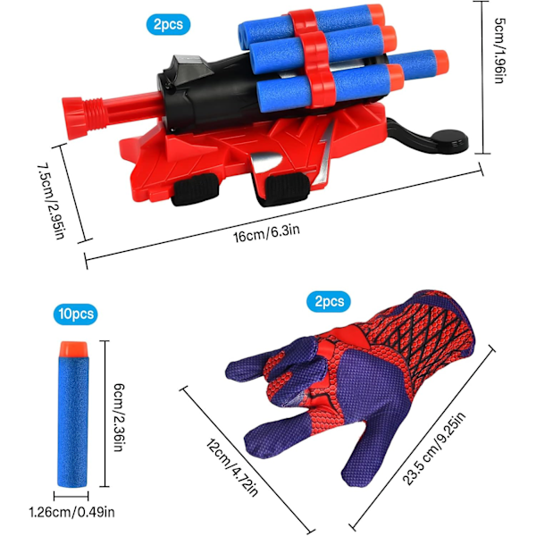 2 Sæt Spiderman Launcher Handsker, Plastik Cosplay Handske til Børn, Hero Launcher, Spiderman Handske Web Launcher Håndleds Legetøj Hero Launcher Børne Kostume Pr