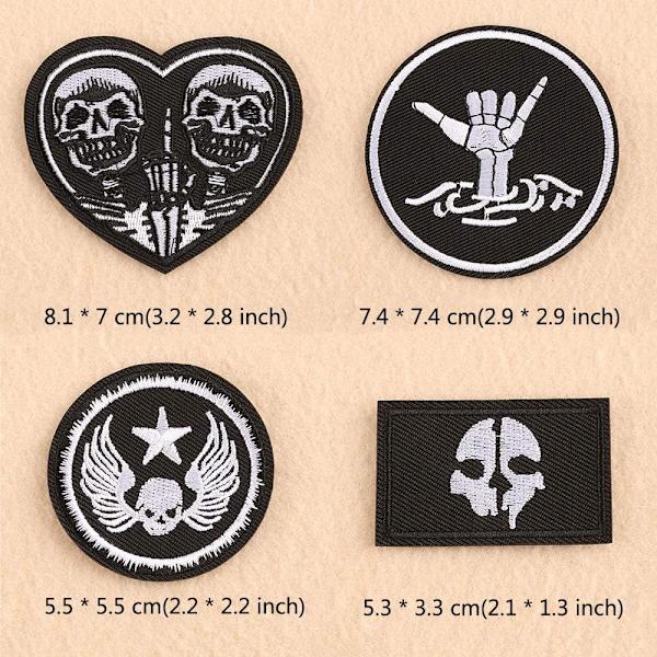 16 st broderade applikationer i svart och vitt för att dekorera kläder, ryggsäckar, kepsar, jeans, skor, jackor, handväskor, etc.