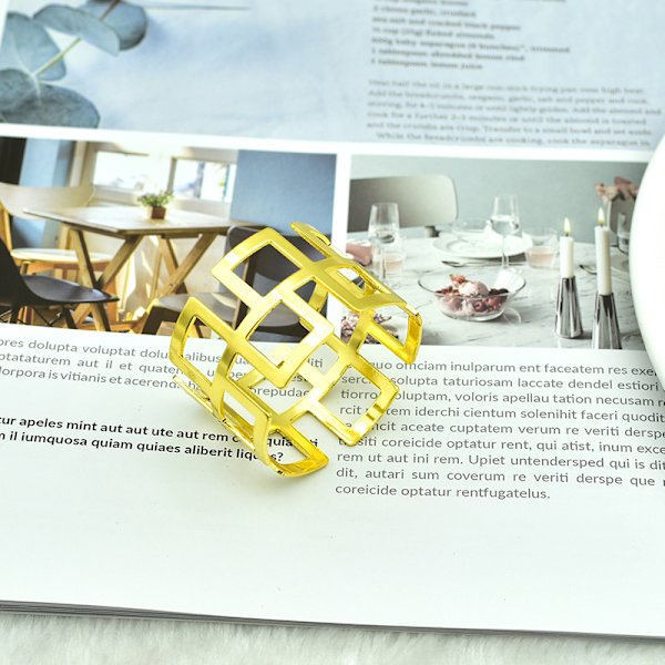 (Great Wall-Gold) Runde Serviettringer, 12 stk Metall Serviettring Serviettspenner for Borddekorasjon