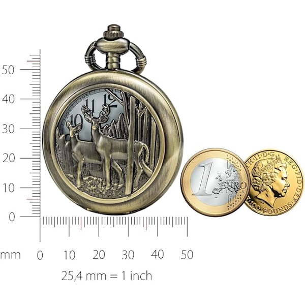 Bronsfodral Japan Quartz Urverk Fickur med Kedja (Metall)