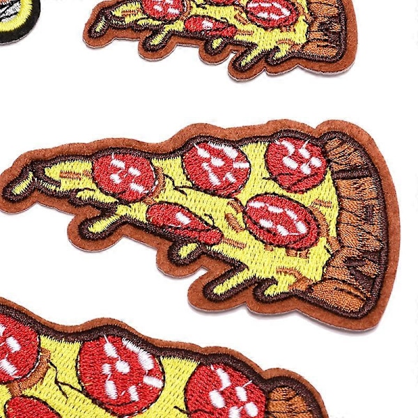 Et sæt med 6 nye bedst sælgende pizza broderi stofmærker mode tøjtilbehør computer broderi stofmærker