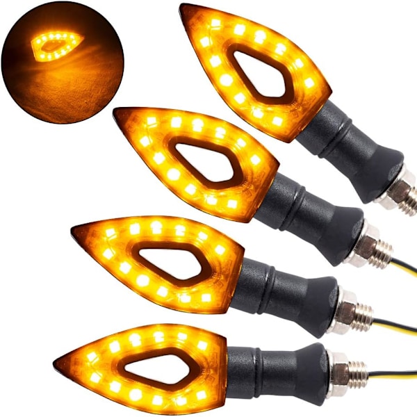 (11*3cm) 4 stk. Universell Motorsykkel LED Blinklys Retro Transformerende Signal Lys Pil 12V Transformerende Indikator Lys Universell
