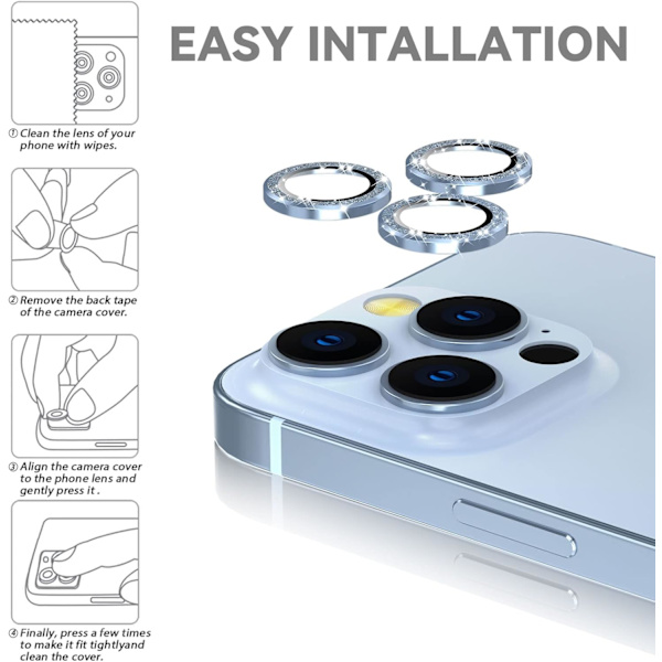 Alpinblå bakre kameraskydd kompatibel med iPhone 13 Pro och iPhone 13 Pro Max, [aluminiumlegering], full täckning och 9H hårdhetsskydd för objektiv