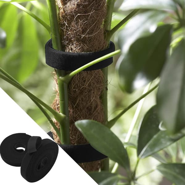 2-pack trädgårdsväxtbindningar, rullar med återanvändbar nylontejp för klätterväxter - 10 mm x 10 m - svart