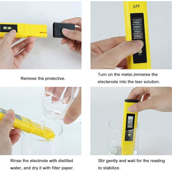 Professionel pH-Tester, Automatisk Kalibreringsfunktion og 0,00-14,00 Måleområde til Vand, Akvarium, Hydroponik, Swimmingpool Måling