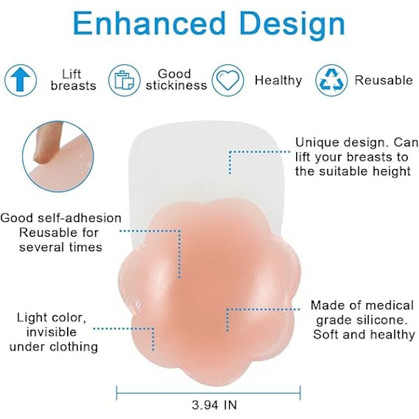 10 cm diameter-Kvinnliga silikonbröstlyft pasties - osynliga bröstblad