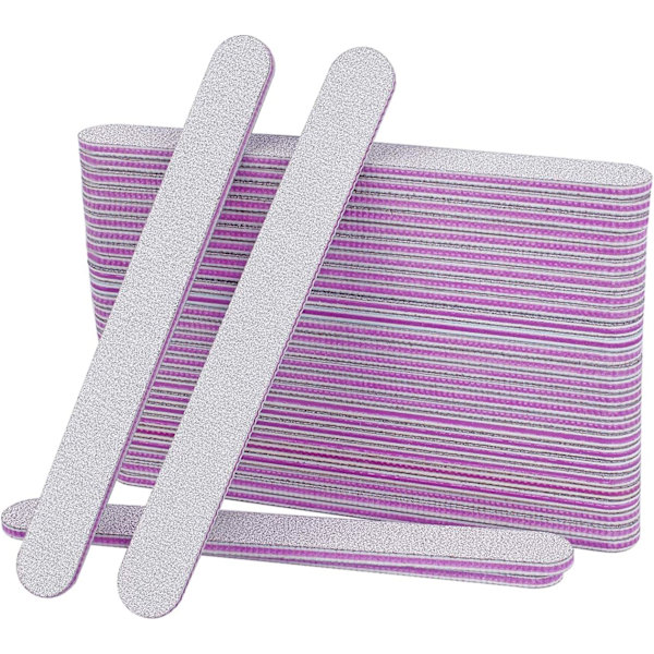 50 Profesjonelle Neglefiler, Dobbeltsidig 100/180 Korn, Gel Korn for Manikyr, For Hjemmet eller for Profesjonelle Neglekunst Salonger, Rett Kjerneform Grå