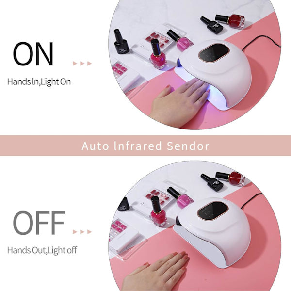 UV-lampa nageltork, nagellampa med 18 LED-lampor, 72W LED UV-nageltork med 3 timers 30/60/99S Snabbtorkning för semipermanent nagellack, gel a