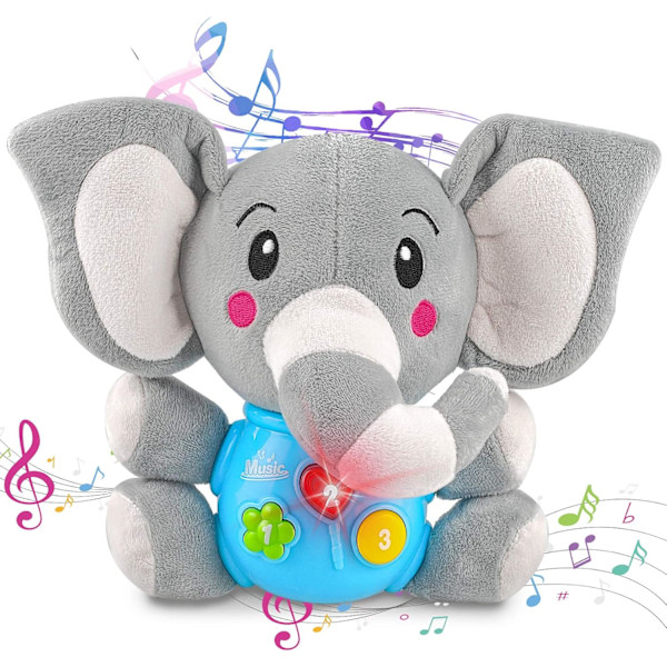 Interactive Plush Elephant,Baby Toy 6 Months Plus,Musical Toy Sound Toys with Music and Lights,Activity and Development Toys Educational Toy for C