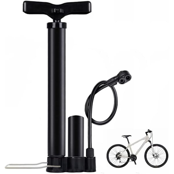 Cykelpumpe, Boldpumpe, Gulvpumpe med 120 PSI Højtryksmåler, Presta og Schrader Ventil til Dæk Cykel Basketball Fodboldbolde