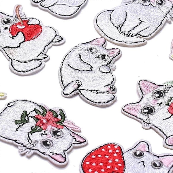 11 Stycken Djur Broderade Stryk på Märken, Katt Stryk på Märken Set, Sy På/Stryk på Märke Applikation för Kläder, Klänning, Hatt, Jeans, DIY Tillbehör
