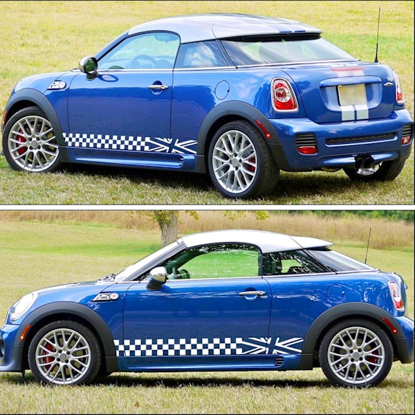 1 Par 180cm Racing (Hvid) Ternet Flag Side Stripe Sticker Plaid Grid Grafik Stripe Vandtæt Dør Side Sticker Trim