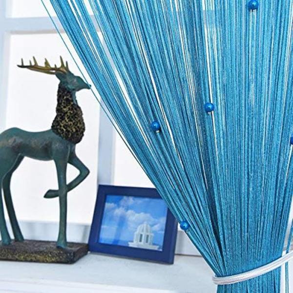 Teal Blå, 100x200cm Perleforheng Hjemmedekor, Polyester