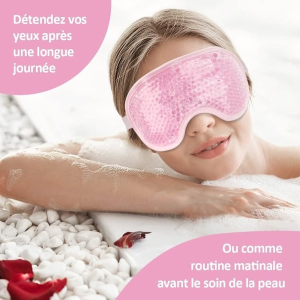 Kall ögonmask, gelögonmask för svullna, mörka ringar, migrän, återanvändbar kall ögonmask med plysch ögon ispåse baksida för varm kall terapi Pink