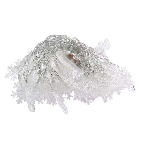 Varmt vitt - 6 m 40 lampor - med blinkande batteri - Kreativa LED-snöstjärnelampor Blinkande solcellsdekoration USB-batterilåda Julbelysning S