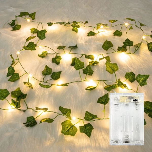 1 Piece Artificial Ivy LED String Lights,2M Fake Ivy Garland with 20 LED Lights,Hanging Plants Fairy Lights for Indoor,Wedding,Office,Party Deco