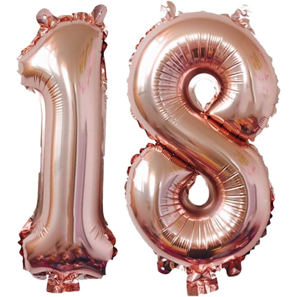 18-årsdekoration (18 roséguld) födelsedag, festballonger 18-årsnummerballonger för 18-års bröllopsdag födelsedagsfestdekoration heliumbal