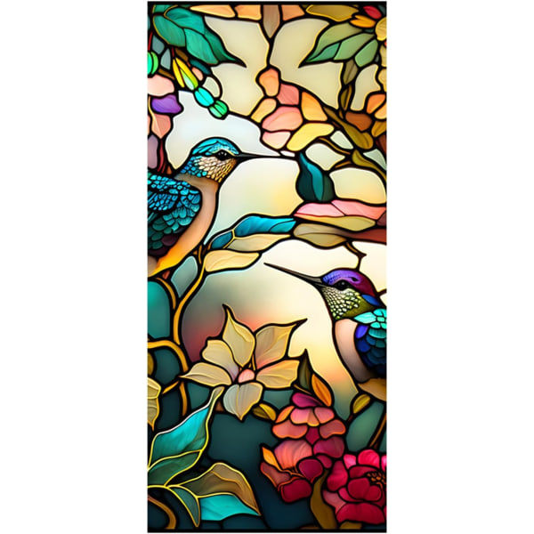 1 st (45x100 cm) Fönsterfilm Retro färgglad kolibri blomma