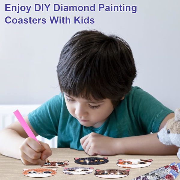 Diamant Kunst Underkopper med Stativ, Kunst og Håndværk til Voksne Diamantmaleri Sæt, DIY Mandala Underkopper til Håndværk (Landskab)