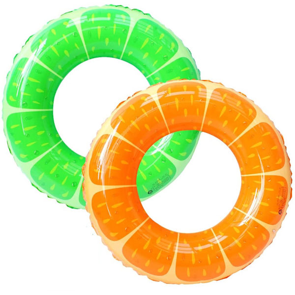 2 st uppblåsbara strandleksaker, orange badring, citron orange badring, roliga vattenleksaker för barn