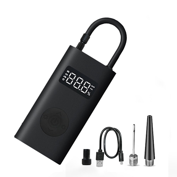 Bærbar Luftkompressor 1S - Bil Dæk Oppumpning Elektrisk Oppumpning Cykelpumpe, Mini Bærbar Digital Luftkompressor LED Lampe, 2000mAh Type-C Opladning 150PSI